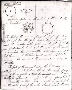 Sivu 74 Faradayn muistiinpanovihkosta "Virran kiertokokeesta", 3. syyskuuta 1821.
